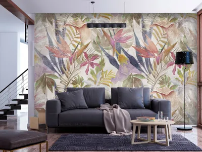 Produktbild von Vlies Fototapete Blumen 400x280 cm Tapeten Wandtapete XXL Wiese Retro wie gemalt b-A-10187-a-a
