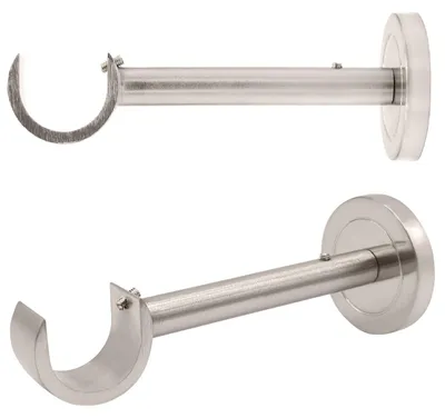 Productafbeelding van Wandbeugels voor gordijnroedes, geborsteld nikkel, 2,5 cm diameter