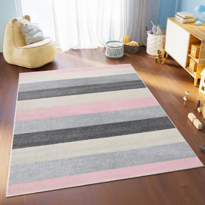 Obrázek produktu pro Tapiso Koberec LAZUR Modern Grey Cream Pink Pokoj pro mladé ÖKOTEX 140 x 190 cm