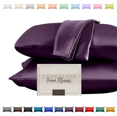 Immagine prodotto di Set di due federe, in raso, color lilla, 80x80 cm, delicate sulla pelle
