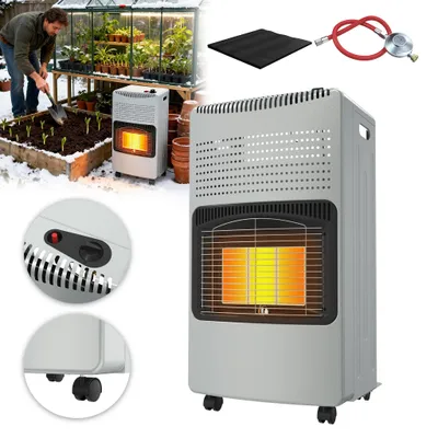 Produktbild von ACXIN Gasheizgerät 4200 Watt, Piezo Zündung, Gasdruckregler inklusive Schlauch, Sicherheitsabschaltung, Stahlgehäuse, Grau für Terrasse und Innenräume