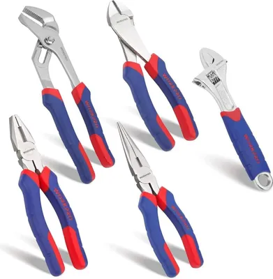 Image de WORKPRO Jeu de pinces 5 pièces avec clé à molette - Acier au chrome-vanadium