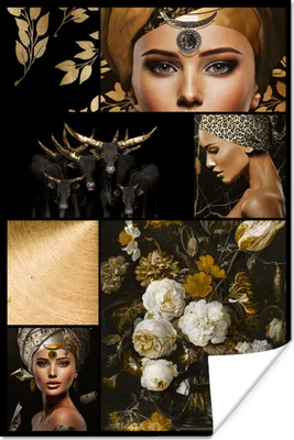 Produktbild von MuchoWow® Poster Schwarz - Gold - Frauen - Glitter 40x60 cm - Plakate für die Wand - Poster Babyzimmer