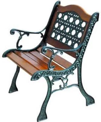 Produktbild von Einsitzer Stuhl Bank dekorative Outdoor-Garten mit Gusseisen Rahmen und Naturholz Latten Rattan Arc
