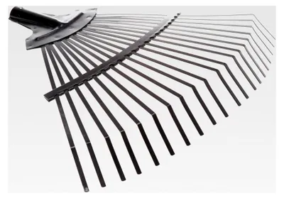 Produktbild von Laubbesen aus Metall ohne Stiel mit 20 Zinken, 44 cm breit, schwarz lackiert
