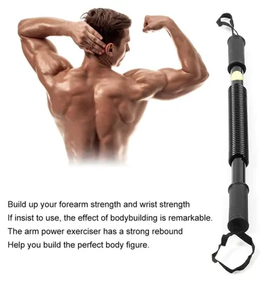 Image de Appareil d'entraînement musculaire pour les avant-bras et les pectoraux à ressort - Appareil de fitness - Noir - 20 kg