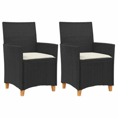 Immagine prodotto di vidaXL Sedie da giardino con cuscini 2 pezzi nero poli rattan legno massiccio