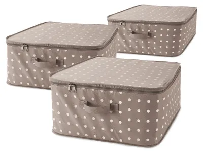 Aufbewahrungstaschen 3er-Set, 46x46x20,5 cm, braun, Reißverschluss