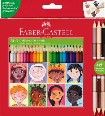 Obrázok produktu pre Faber-Castell 511515 Súprava farebných ceruziek trojuholníková 27 kusov vrátane dvojfarebnej sady ceruziek na tónovanie pleti štandardné farby