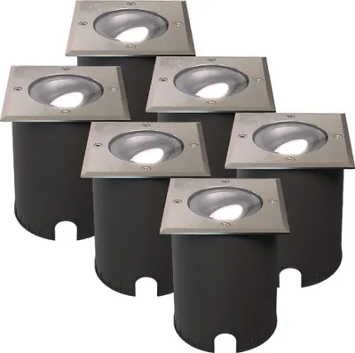 Produktbild von hoftronic LED Bodeneinbaustrahler 4,5W GU10 6500K IP67 Edelstahl 6er Set