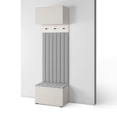 Produktbild von Garderoben-Set Ritmo version 5 mit Schuhregal und Polsterplatten, Ideal für Flur und Eingangsbereich (Cashmere, Trinity 14)