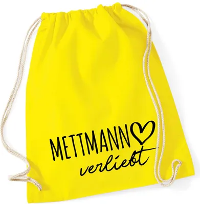 Produktbild von Huuraa Turnbeutel Mettmann verliebt 12 Liter Yellow Baumwolle Rucksack Geschenkidee