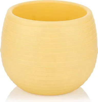 Immagine prodotto di 6 vasi da fiori rotondi Cactus gialli 13 cm con drenaggio, fioriere resistenti ai raggi UV