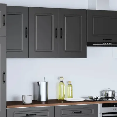 Image de vidaXL Armoire de cuisine suspendue Kalmar Noir Matériau dérivé du bois