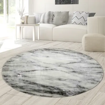 Immagine prodotto di Tappeto soggiorno tappeto effetto marmo in grigio dimensioni - 160 cm rotondo