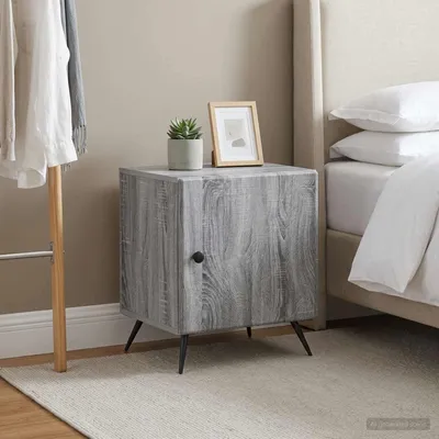 Zdjęcie produktu dla Maison Exclusive - Komody nocne, 2 sztuki. Szare, imitujące drewno Sonoma, wymiary 43 x 34,5 x 50 cm, materiał: płyta wiórowa