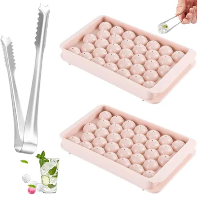 Produktbild von Eiswürfelform Kugel - 2er Set mit Eiswürfelzange - Silikonform für Cocktails und Getränke - Rund
