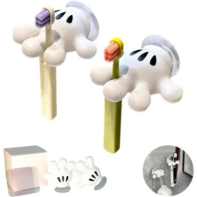 Immagine prodotto di Portaspetini da bagno, set da 2, in silicone, con design a forma di topo, ideali per l'organizzazione in bagno o in cucina