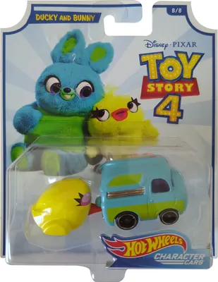 Produktbild von Mattel GCY60 Hot Wheels Disney Toy Story 4, Ducky and Bunny Fahrzeug im Maßstab 1:64, Wohnmobil mit Kückenanhänger