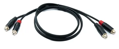 Produktbild von SYSTEM-S Audio Cinch 2 RCA Kabel 100 cm 2 polig Buchse zu Buchse Adapter in Schwarz