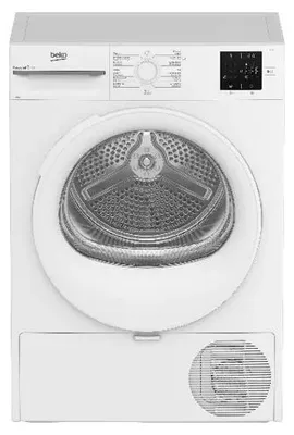 Produktbild von Beko D3H19E01W, Freistehend, Frontlader, Wärmepumpe, Weiß, Drehregler, Berührung, Rechts