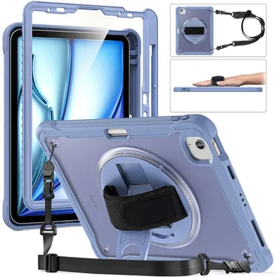 Image de Coque pour iPad Air 11 Pouces (2024/2025/2026) / iPad Air 4/5 10,9 Pouces - Protection Intégrale avec Sangle et Bandoulière - Violet