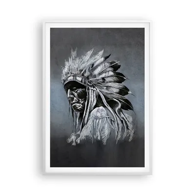 Produktbild von Gerahmtes Poster - Weißer Rahmen - Inder Feder Mann - 70x100 cm - Wand Bild - Wanddeko - Wandbilder - Kunstposter - Wandposter - Bilderrahmen - Bilder - Kunstdruck - Wanddekoration - P2WPA70x100-4914