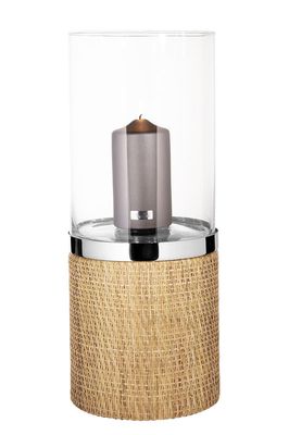 Fink Windlicht mit Glas Catania braun, silberfarben Edelstahl , Glas, Rattan Höhe 48 cm