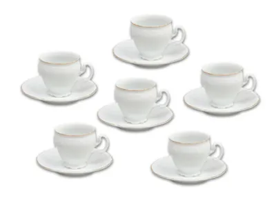 Obrázok produktu pre Thun 1794 Bernadotte, šálky a podšálky, 240 ml, zlatá linka, biely porcelán, Thun, 6 ks