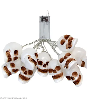 Produktbild von "Totenkopf" Lichterkette 2,5 m | 2 Lichtmodi - Halloween Dekoration