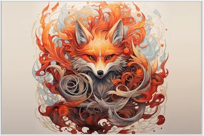 Produktbild von Wallario Wandbild Flammenfuchs, Größe: 61 x 91,50 cm, Poster mit weißem Aluminiumrahmen
