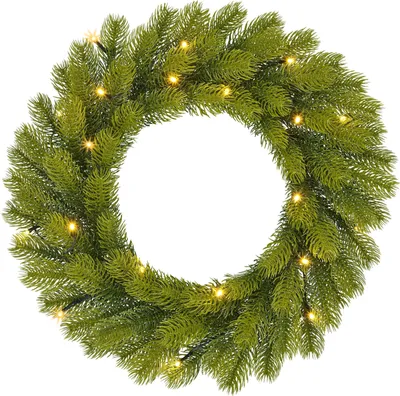Image de Black Box Trees Nagoya Couronne de Noël avec éclairage LED - H12 x Ø45 cm - Vert
