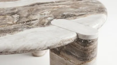 Image de Table basse, table de salon, table basse moderne, imitation marbre, table d'appoint