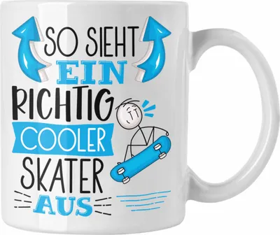 Produktbild von Trendation - Skater Tasse Geschenk So Sieht Ein Richtig Cooler Skater Aus Geschenkidee Spruch Lustig Becher (Weiß)