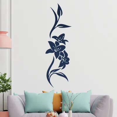 Produktbild von Blume - Linien Wandtattoo in 6 Größen - Wandaufkleber Wall Sticker - Dekoration, Küche, Wohnzimmer, Schlafzimmer, Badezimmer