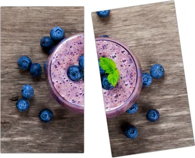 Produktbild von Spritzschutz Herdabdeckplatte Schneidebrett aus Glas Heidelbeerensmoothie 2-Teilig (60x52cm)