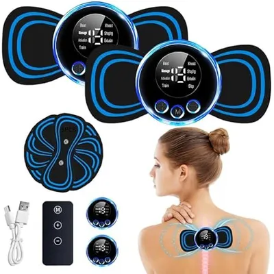 Produktbild von 2 Stück Ems Massagegerät,Electrapy Massager Neuropathie,Mini Massagegerät,Nackenmassagegerät,USB Mini Zervikal Massagegerät 8 Modi 19 Stufen,5 Massagepads für Linderung von Muskelschmerzen
