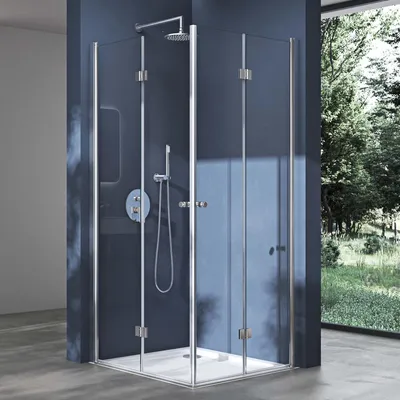 Produktbild von doporro Eck-Duschkabine Eckdusche 80x80x190cm Duschabtrennung inkl. 4cm flacher Duschtasse in Weiß ESG-Sicherheitsglas Klarglas Easy-Clean-Beschichtung Ravenna26
