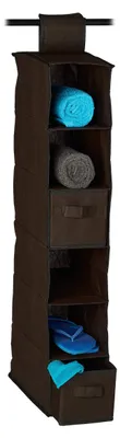 Image de Étagère suspendue en tissu, rangement suspendu, 6 compartiments, 2 tiroirs, pour armoire, H x l x P : env. 82 x 14,5 x 30 cm, marron, 10020570_93