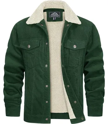 Produktbild von Herren Gefütterte Cordjacke mit Teddyfell-Kragen S Waldgrün