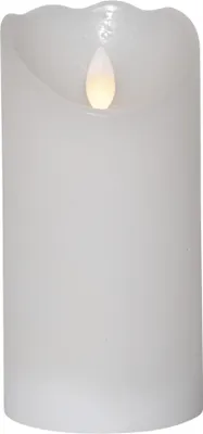 Produktbild von LED Echtwachs-Kerze ''Glow'', weiß,7.5x15cm, Timer, batteriebetrieben, flackernd