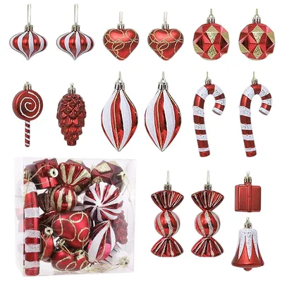 Produktbild von Weihnachtsbaumkugeln-Set – Rote Dekoration für den Weihnachtsbaum