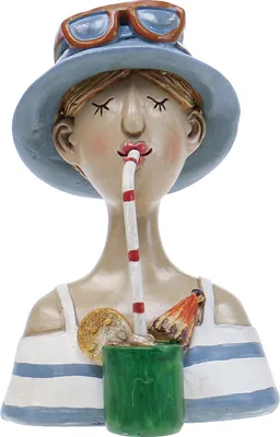 Produktbild von Frauenbüste Sommerdeko Blau Weiß Figur Set 2St