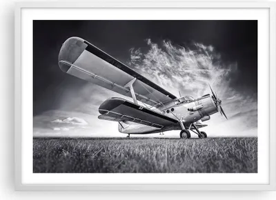 Produktbild von Gerahmtes Poster - Weißer Rahmen - Flugzeug An-2 Schwarzweiß - 70x50 cm - Wand Bild - Wanddeko - Wandbilder - Kunstposter - Wandposter - Bilderrahmen - Bilder - Kunstdruck - Wandbild - P2WAA70x50-4363