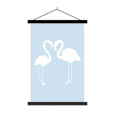 Produktbild von MuchoWow® Textilposter Weiß - Flamingo - Scherenschnitt 40x60 cm mit schwarzem Rahmen - Wanddekorationen
