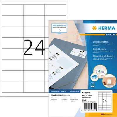 Produktbild von HERMA 10779 - Gestanztes Etikett - 6,6 cm - 3,39 cm - 24 Stück(e)