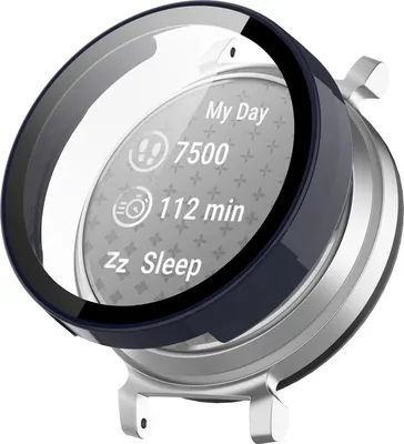 Image de Étui en plastique pour montre connectée Garmin Lily 2 + verre de protection H9, bleu foncé