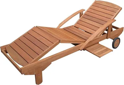 Image de Transat de jardin ERA | Transat pliable avec dossier réglable et repose-tête escamotable | Transat en bois de meranti pour jardin et terrasse