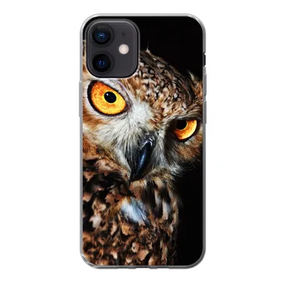 Produktbild von MuchoWow® Handyhülle Schutzhülle Hülle für iPhone 12 Eule - Schwarz - Gelb Silikon Softcase Handy Hülle - Schutzhülle