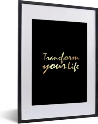 Produktbild von MuchoWow® Gerahmtes Poster Zitat - Leben - Gold - Schwarz 30x40 cm - Poster mit Schwarzem Bilderrahmen Wandposter Rahmen Foto Bilder - Wandposter Schlafzimmer